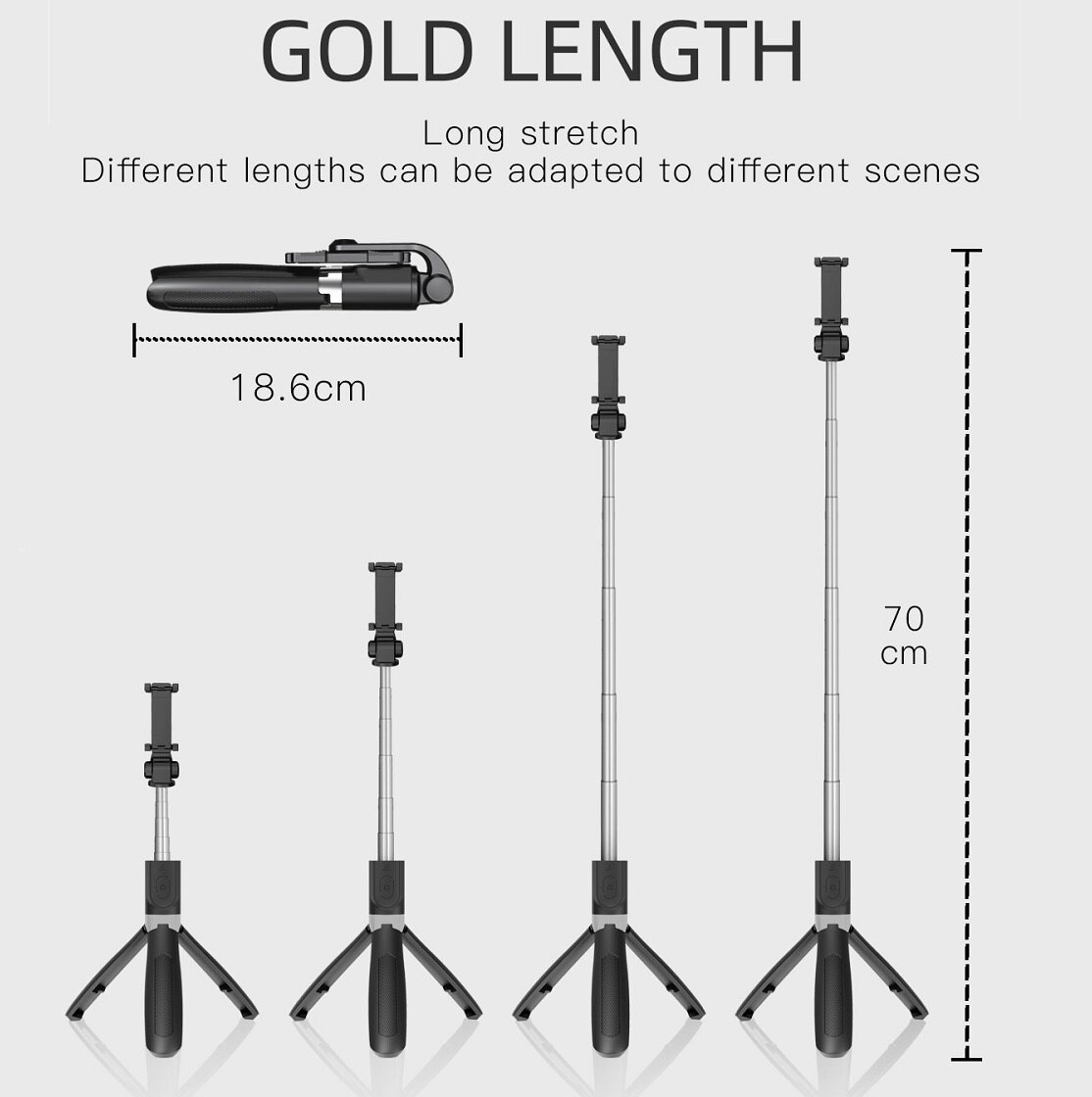 FGCLSY Bluetooth Selfie Stick - 700mm Extendable Tripod for iPhone & Android