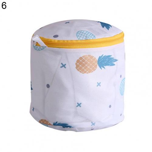 Bolsa de lavandería de poliéster, bolsas para lavar la colada, estampado de plantas, con cremallera, bolsa de rejilla para la ropa sucia, lavadoras, 6 tamaños: Pineapple  6