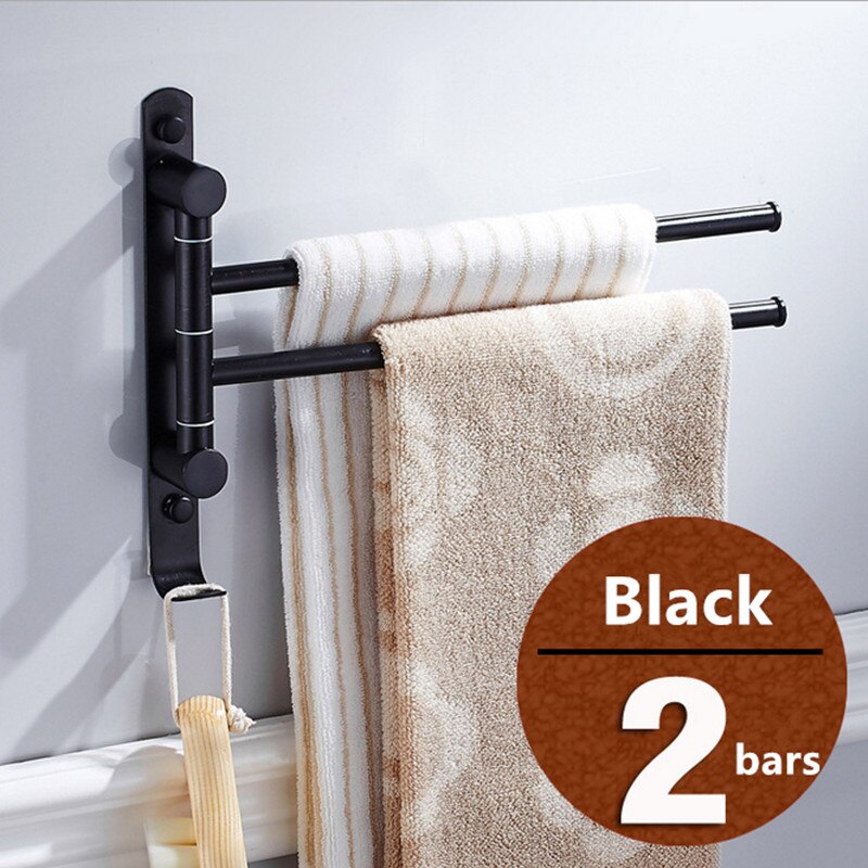 Amerikaanse stijl zwarte afwerking roestvrijstalen handdoekrekken voor in de badkamer 2/3/4 stangen verplaatsbare handdoekrekken met ophanghaken