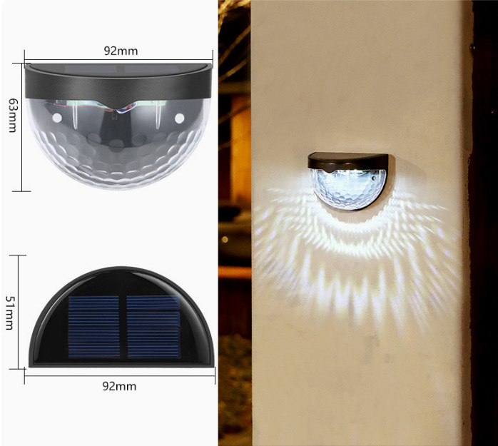 Solarne oświetlenie ogrodzeniowe LED Zewnętrzne wodoodporne kinkiety IP65 Światła faliste do ogrodzenia Taras Ścieżka ogrodowa Światła dekoracyjne: Księżyc niebieski
