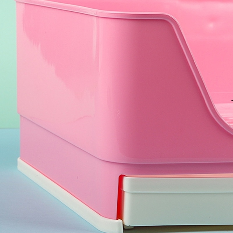 Large Rabbit Litter Box with Drawer Place Firmly Pet Bedpan Corner Toilet Box with Grate Potty Easy Operation Bigger Pet