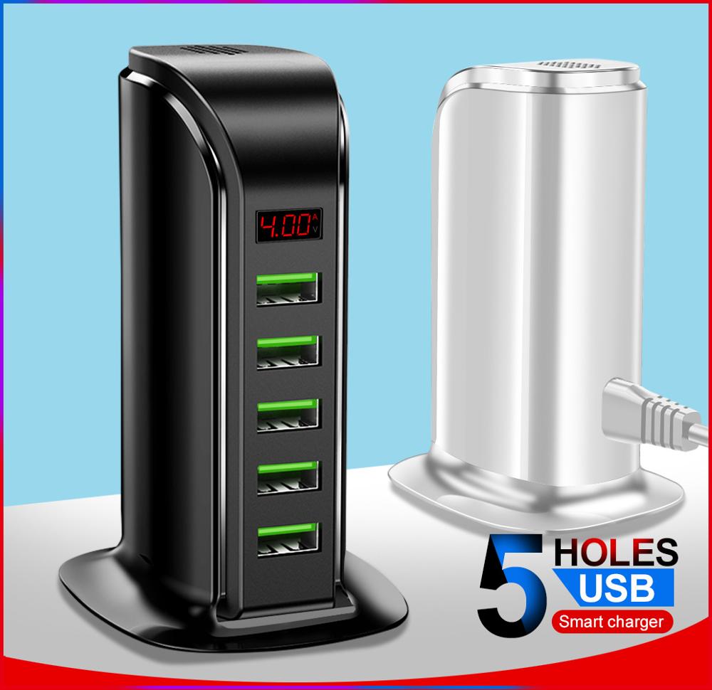 Udyr 5 Hafen USB Ladegerät Hub LED-anzeige Multi USB Ladestation Dock Universal- praktisch Schreibtisch Zauberstab Hause Ladegeräte EU UNS