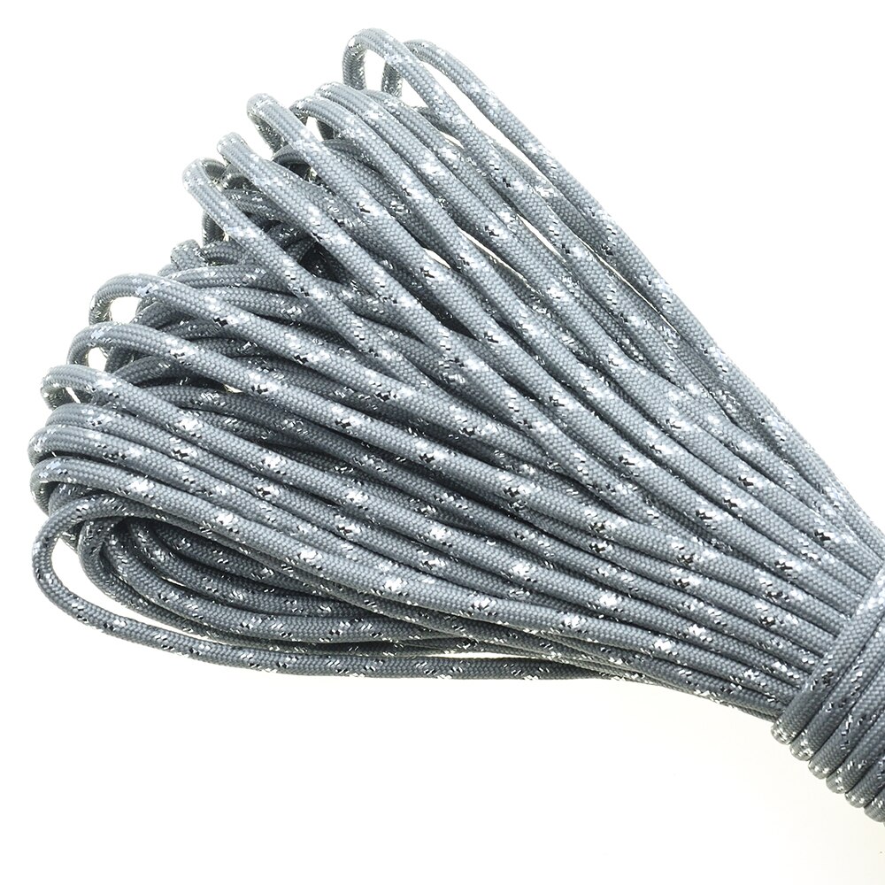 1pcs Gold Silver Cord 550 Paracord Parachute Cord Lanyard Mil Spec Type III 7 Strand Core 100 FT 19 Colors: Gray