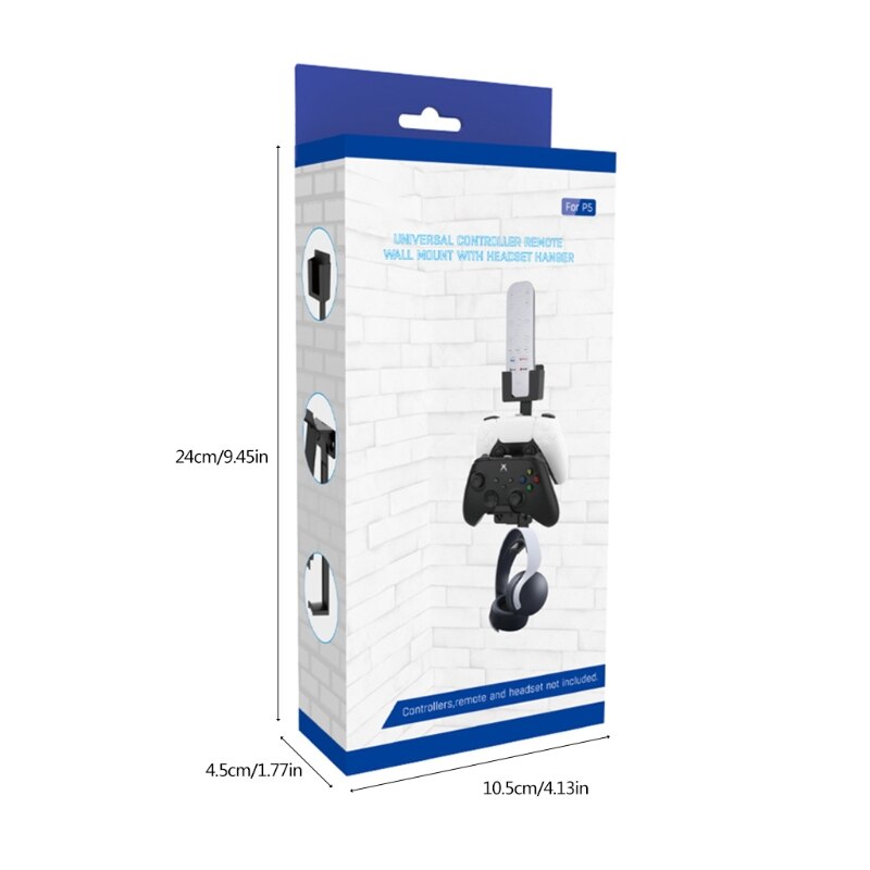 Universal Dual Game Controller Remote Wall Mount Stand Bracket with Headset Hanger Holder for PS5 PS4 Switch Accessories T3EB