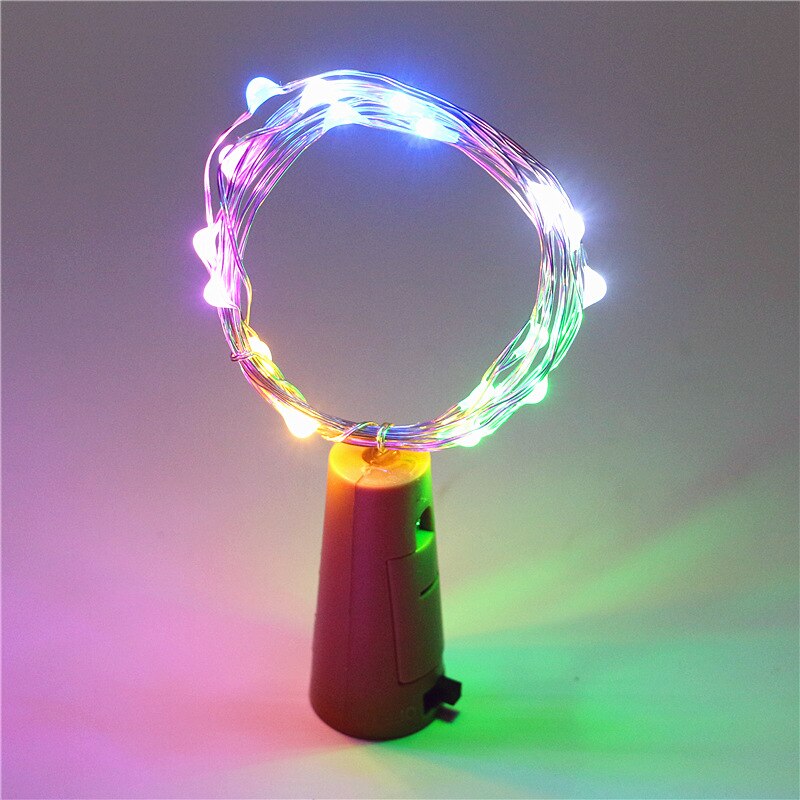 Lyssnor vinflaske med kork 2m 20 led flaske lys batteri kork til fest bryllup jul halloween havedekoration: Rgb
