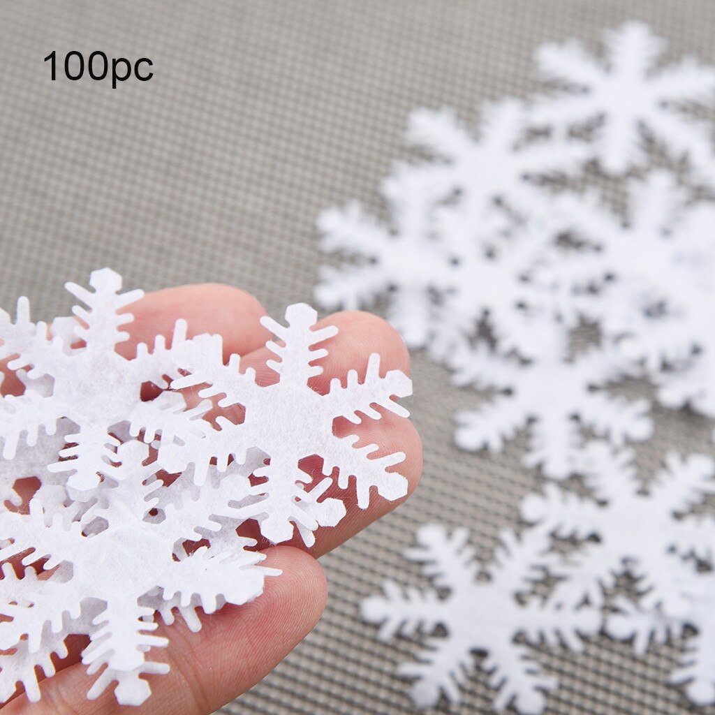 100Pc Goud Zilver Doek Kerst Sneeuwvlok Confetti Kerst Decoratie 4Cm