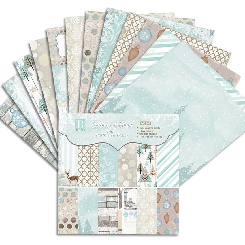 6 tum 12/24 ark ljud av snö scrapbook papper origami bakgrundspapper diy-kort gör hemdeco konst och hantverk