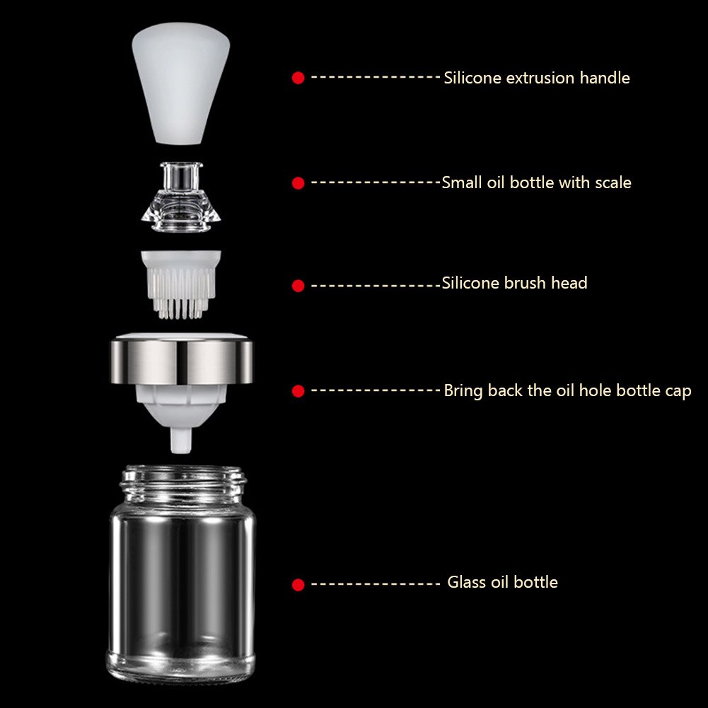 Oil Dispenser Bottle for Kitchen Oil Glass Cooking Pastry Brush Dispenser Grill Oil Brushes Liquid Sauce