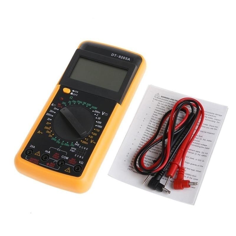 Dreamburgh DT9205A Digital Multimeter AC/DC LCD Display Electric Handheld Ammeter Voltmeter Resistance Capacitance hFE Tester