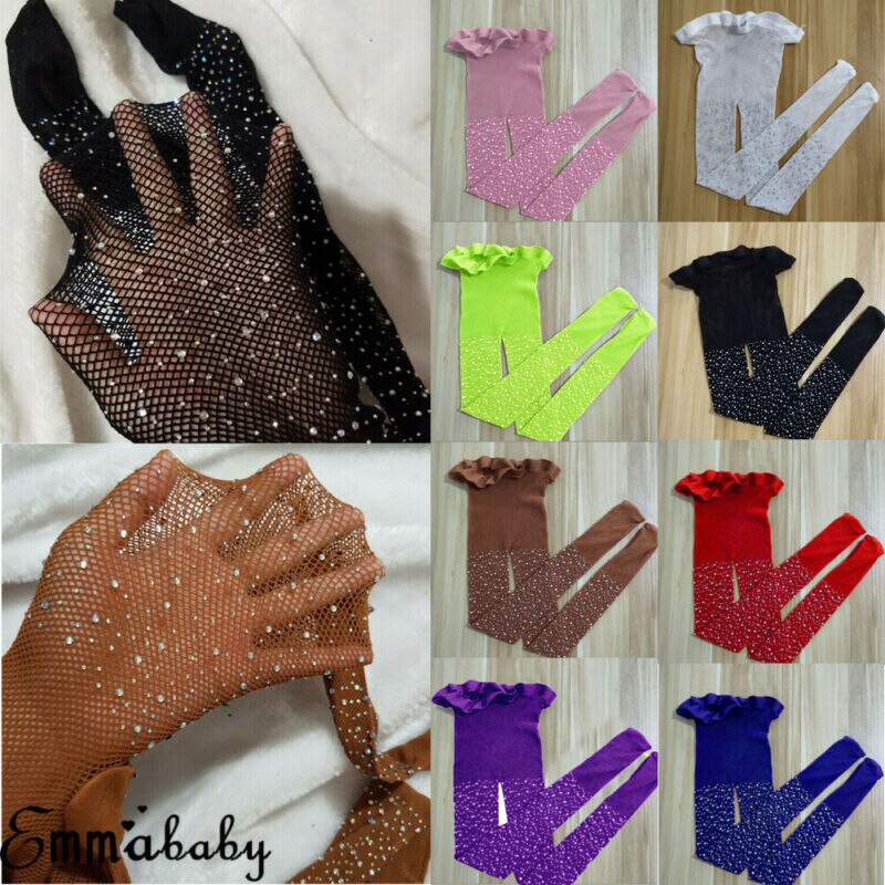 Kids Girls Sequin Mesh Fishnet Fish Net Pantyhose Tights Stockings Children High Stockings