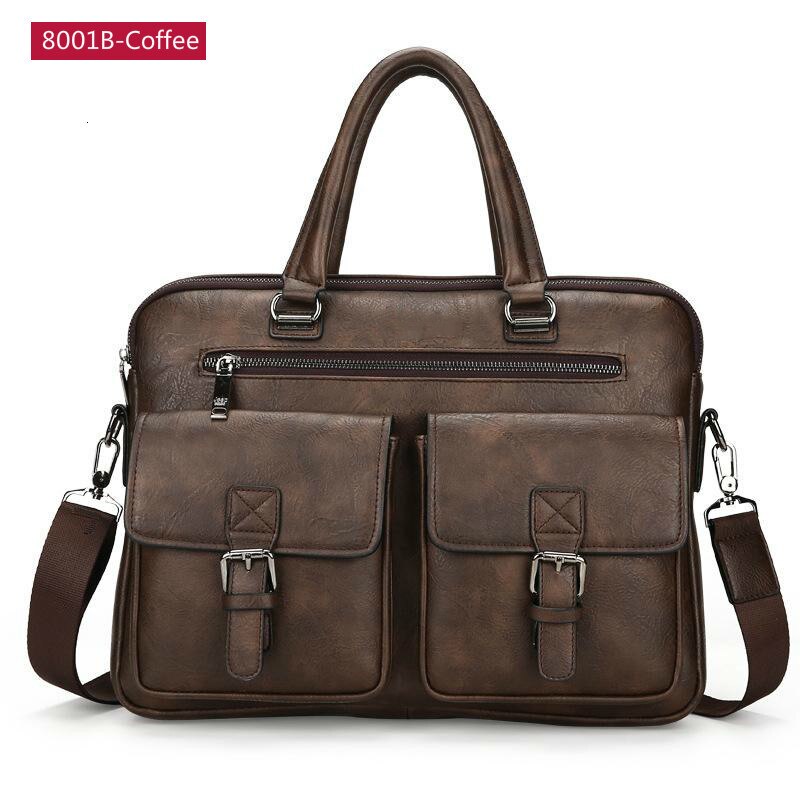 OYIXINGER cartelle da uomo borsa da uomo in pelle da lavoro borsa a tracolla a due tasche borsa a mano morbida borse per Laptop Bolso Bandolera Hombre: 8001B-Coffee