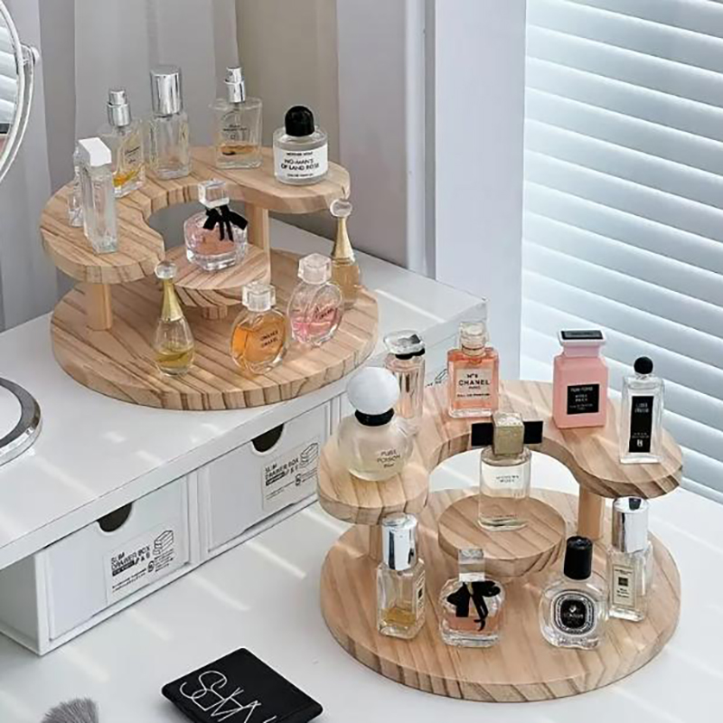 Présentoir à 3 niveaux, étagère en bois pour organisateur de parfum, présentoir de parfum, vitrine de figurines, support de rangement de poupées