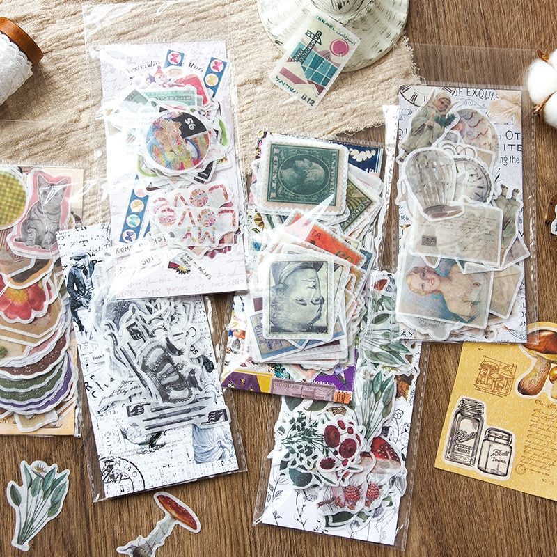 80 Stks/pak Kawaii Briefpapier Stickers Kleine Verse Retro Dagboek Planner Decoratieve Mobiele Stickers Scrapbooking Diy Craft Stickers