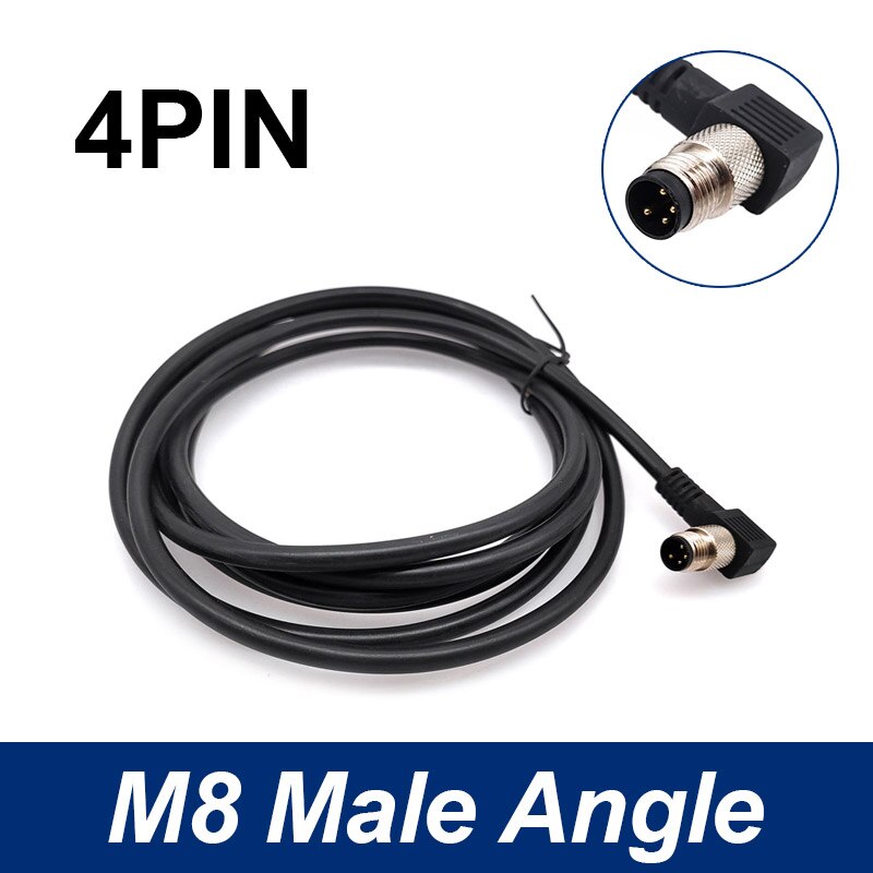 M8 Sensor Connector Cable Waterproof plug Male&amp;Female Straight Angle 4 5 Pin +2m PVC line: 4P Male Angle
