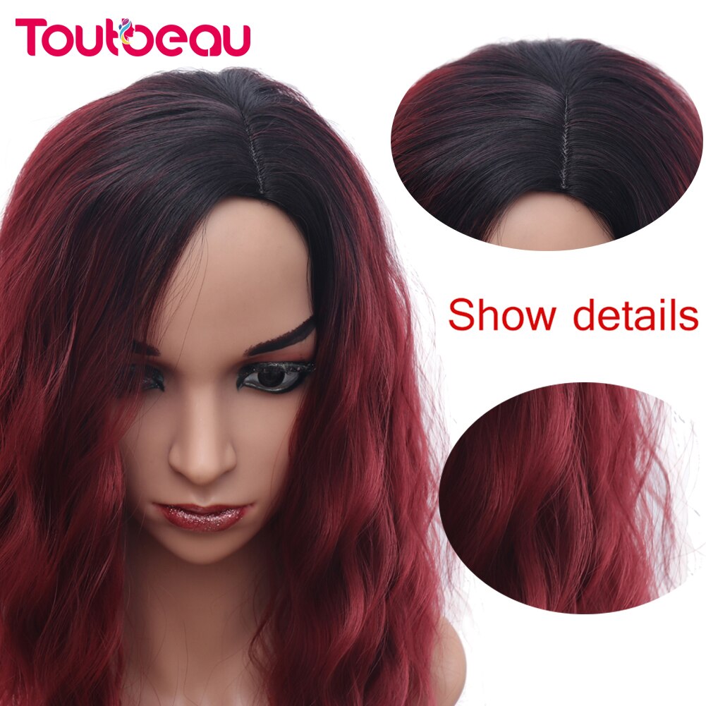 Ombre rot Perücken Synthetische Haar Kurze Lockige Bob Perücke Natürliche Wellenförmige Perücken Für Frauen Täglichen Party Cosplay Perücke Hitze Beständig 16 zoll 220g