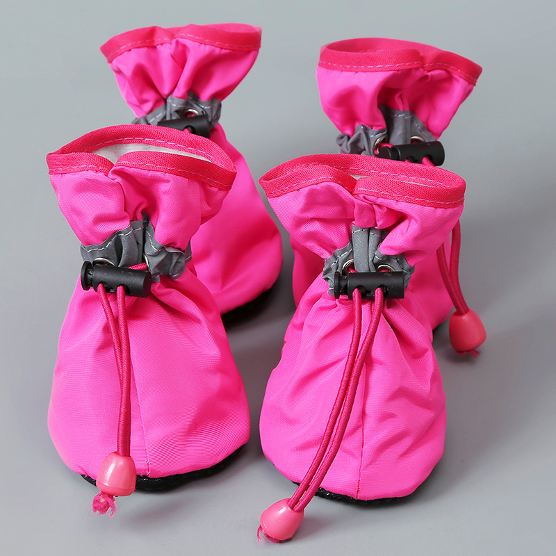 4 pçs/set à prova dwaterproof água sapatos para cães de estimação anti-deslizamento botas de chuva calçados para gatos pequenos cães filhote de cachorro cão pet botas pet pata acessórios: XS / Vermelho
