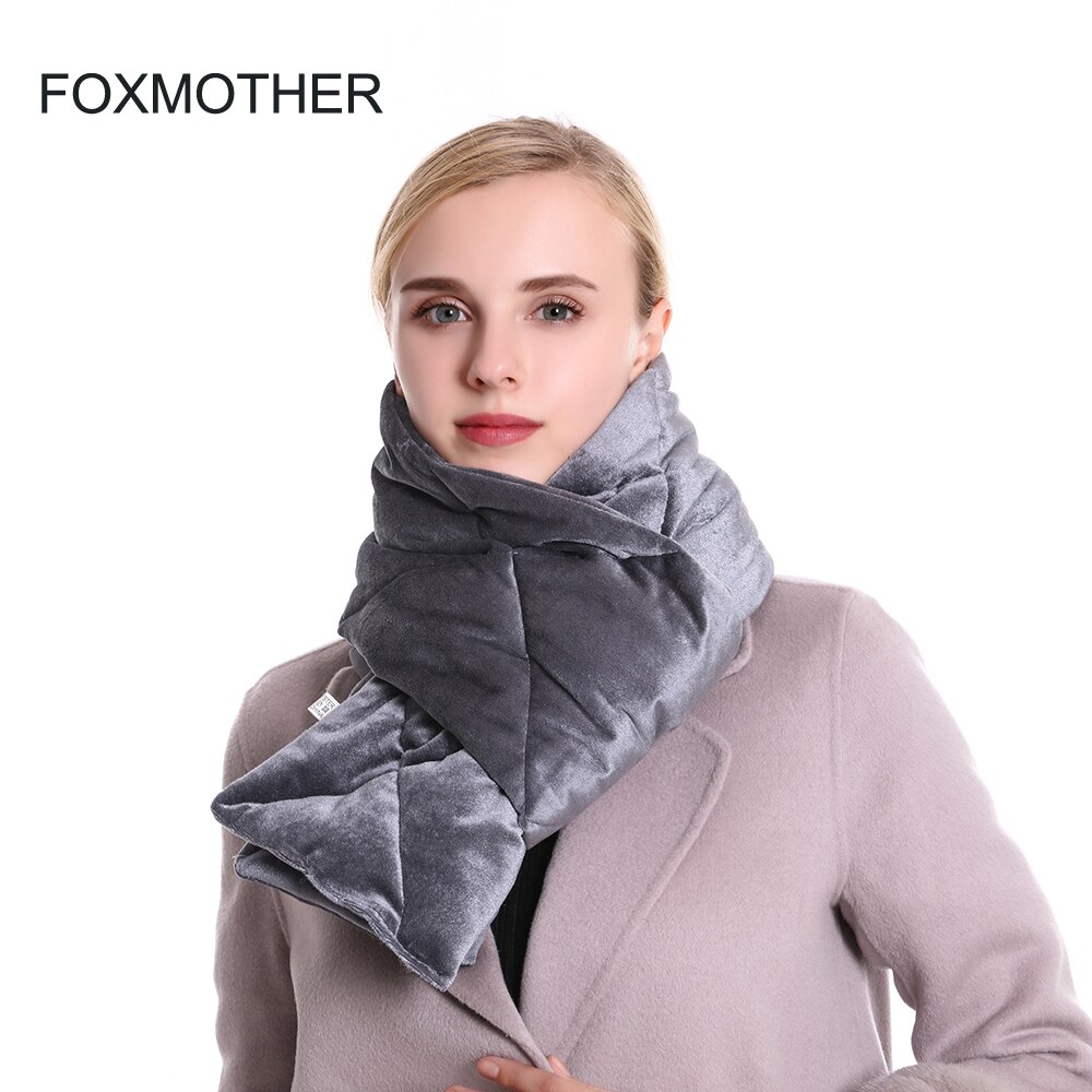 FOXMOTHER Brand 18 cm * 180 cm Winter Zwart Grijs Fluwelen Plaid Sjaal Wrap Vrouwen Sjaals