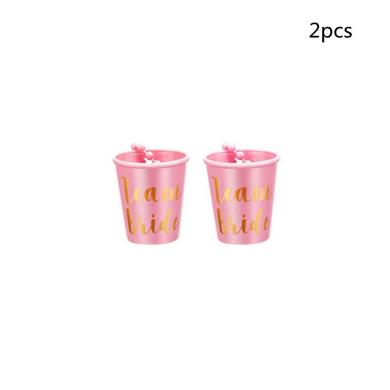 2-6pcs Team Bride To Be Wedding Decoration DIY Plastic Shot Glasses Necklace Bachelorette Party Decor Mariage Bridesmaid: 2pcs pink