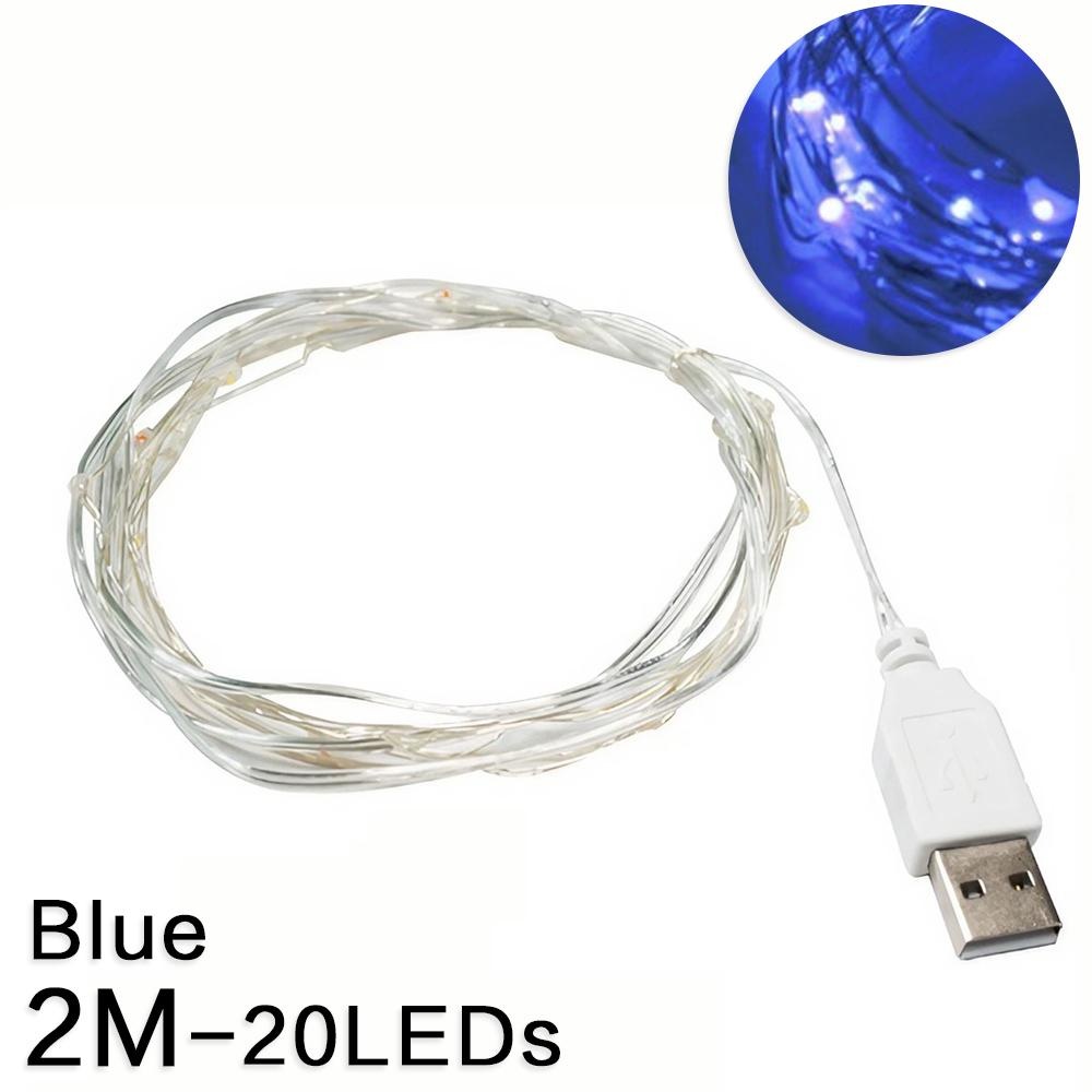 Guirnalda de luces LED USB de 2/5/10/20M para Navidad, , boda, decoración del hogar, árbol de Navidad, luces de hadas intermitentes: Rojo