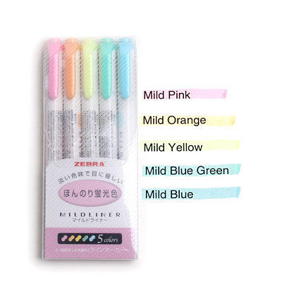 Zebra Mildliner-rotulador suave de doble cara, juego de 5 colores, resaltador: 5C 5 colors set