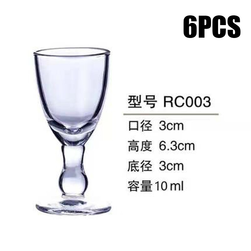 6 st genomskinligt snapsglas kopp glas hög sprit vitvin glas kopp fest dricka tjock botten kopp hushåll: 10 ml 003