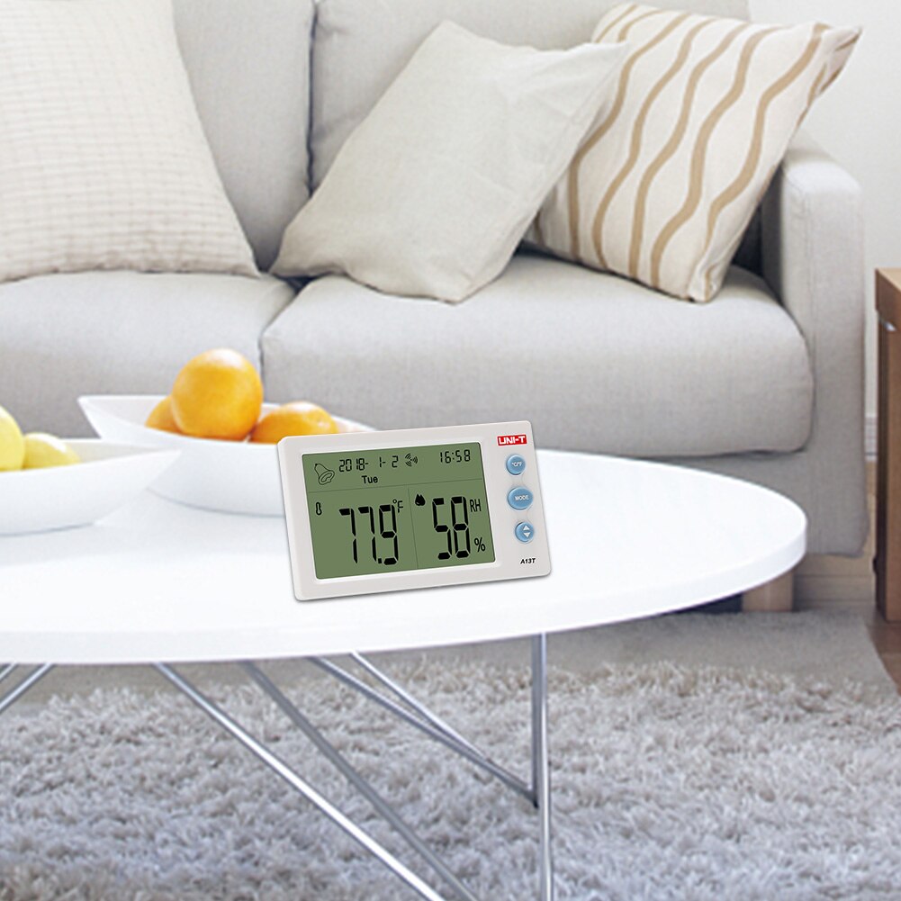 Termometer fugtighedsmonitor hængende babyværelse trådløst hygrometer digitalt display lcd-skærm drivhus indendørs udendørs kalender