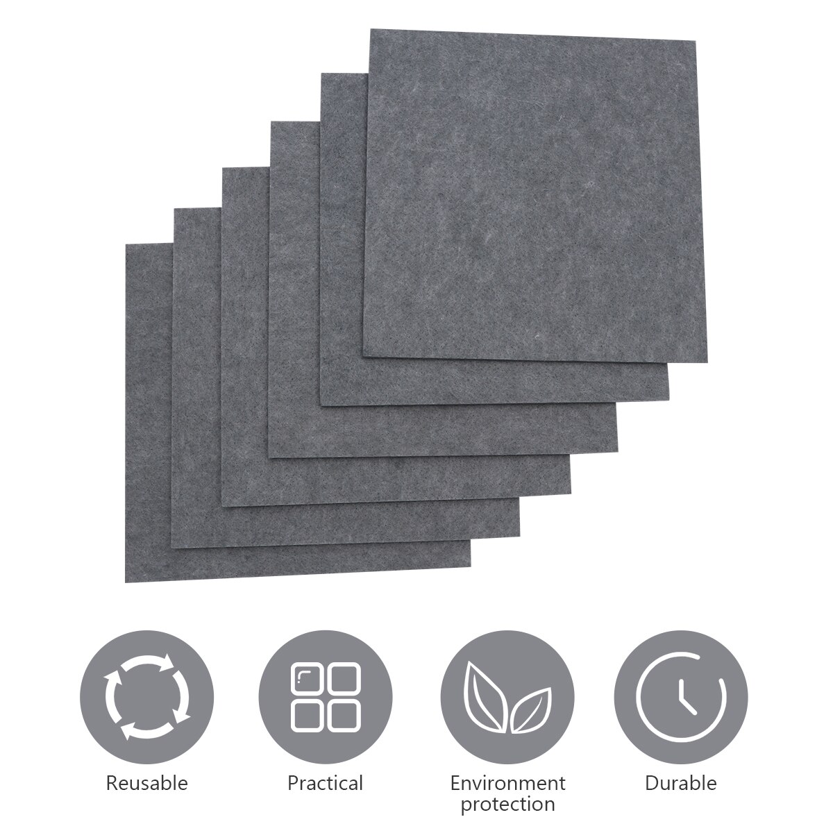 6Pcs Vilt Panel Dumboard Akoestische Absorptie Paneel Wanddecoratie (Grijs)