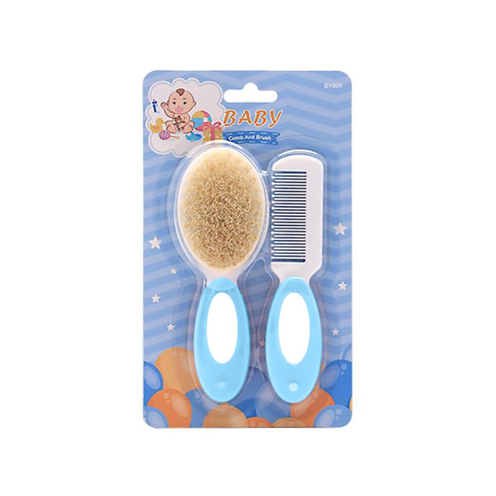 2pcs Baby Care Baby Hair Brush Comb Set Head Massager Brush Newborn Hair Brush Infant Comb Head Massager: Blue