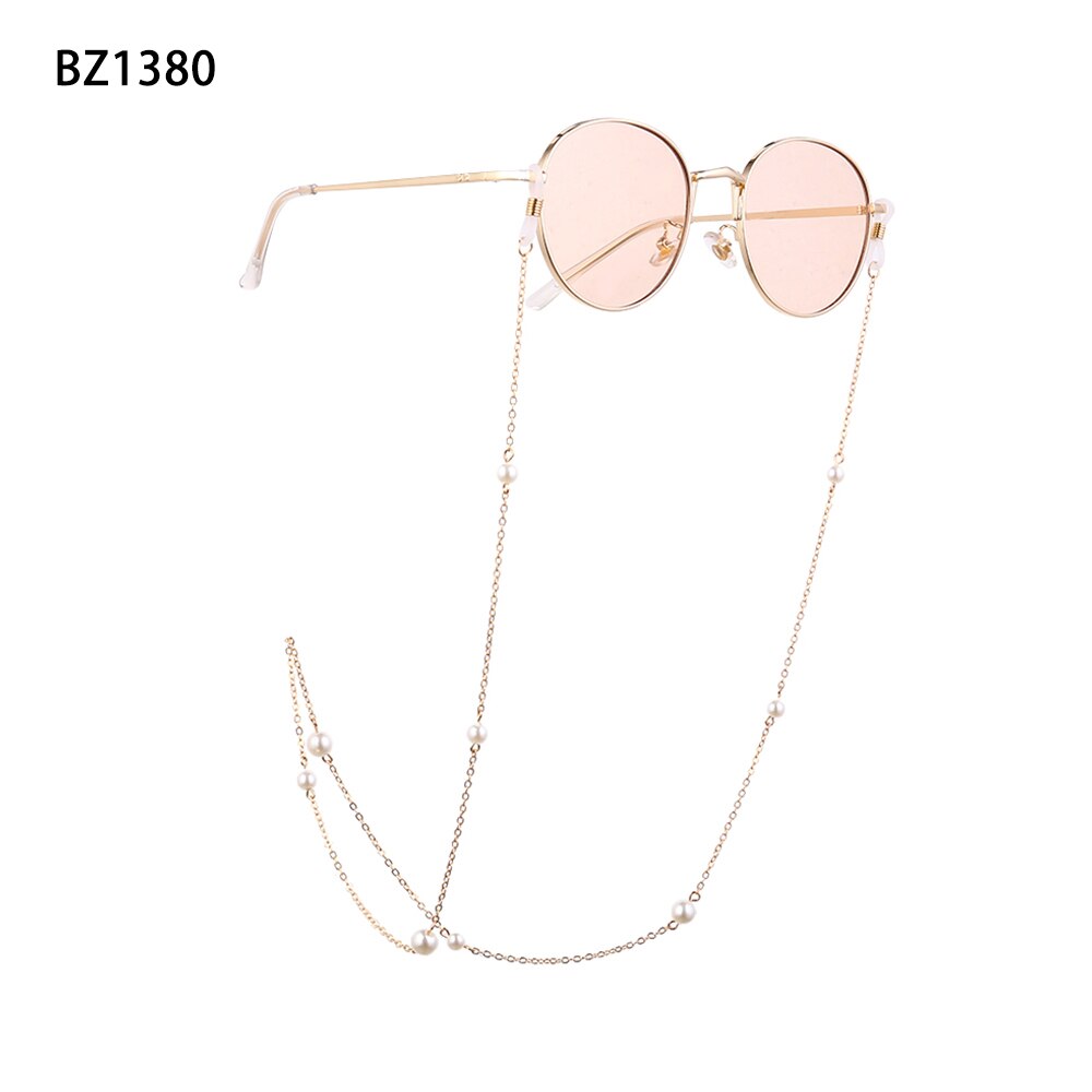 70cm damesbrilkettingen zonnebril leesbril kralen ketting blad brillen koordhouder goud zwart nekband touw: Bz1380