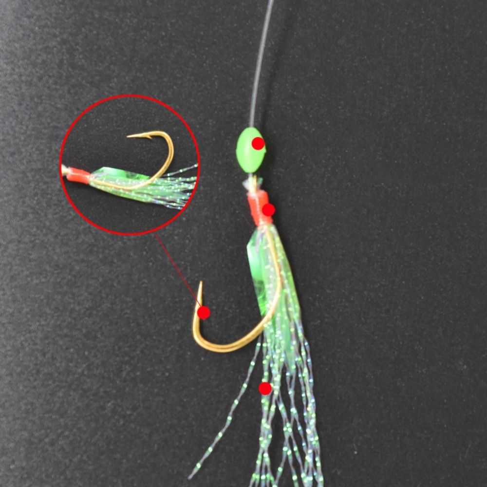 Oropel de goma para pesca de carpa, anzuelos dorados de cuerda Sabiki, aparejos de banda, cebos para pesca en la playa y el océano