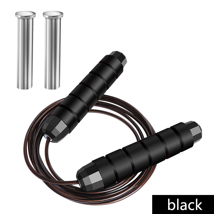 Cuerda de saltar para deportes rodamiento cuerda de saltar sin enredos en el pie cuerda de saltar ajustable velocidad rápida Comba equipamiento de Fitness Crossfit: Black