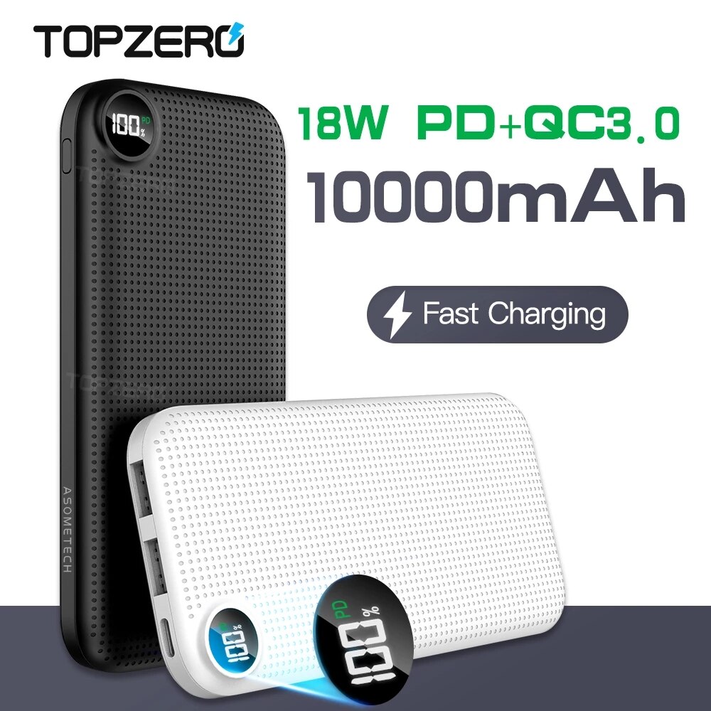 Power Bank 10000Mah Pd 18W Fast Charger QC3.0 Usb C Reizen Draagbare Oplader Externe Batterij Voor Xiaomi iphone 11 12 Pro