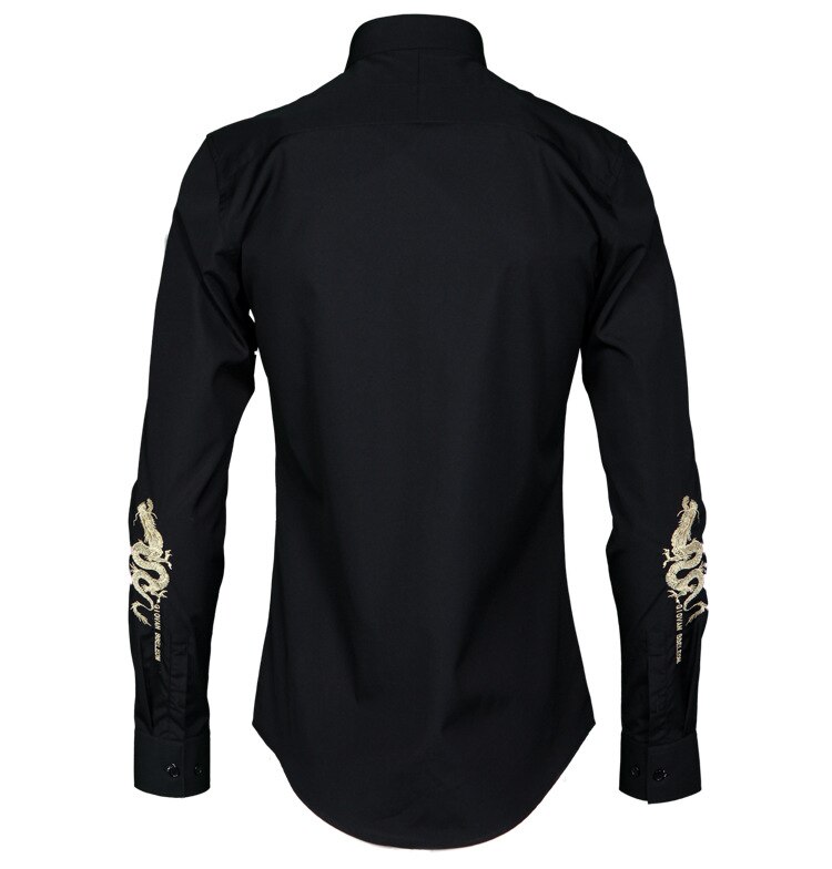 Heren overhemd chemise homme merk goud loong borduur overhemd heren casual lange mouw slim fit heren overhemden plus size 4xl