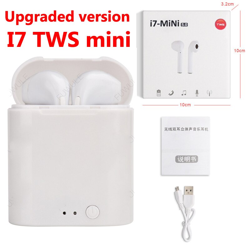 Wpaier-auriculares I7S TWS con Bluetooth, auriculares inalámbricos portátiles con cargador, auriculares universales I7 mini: I7S mini WHITE