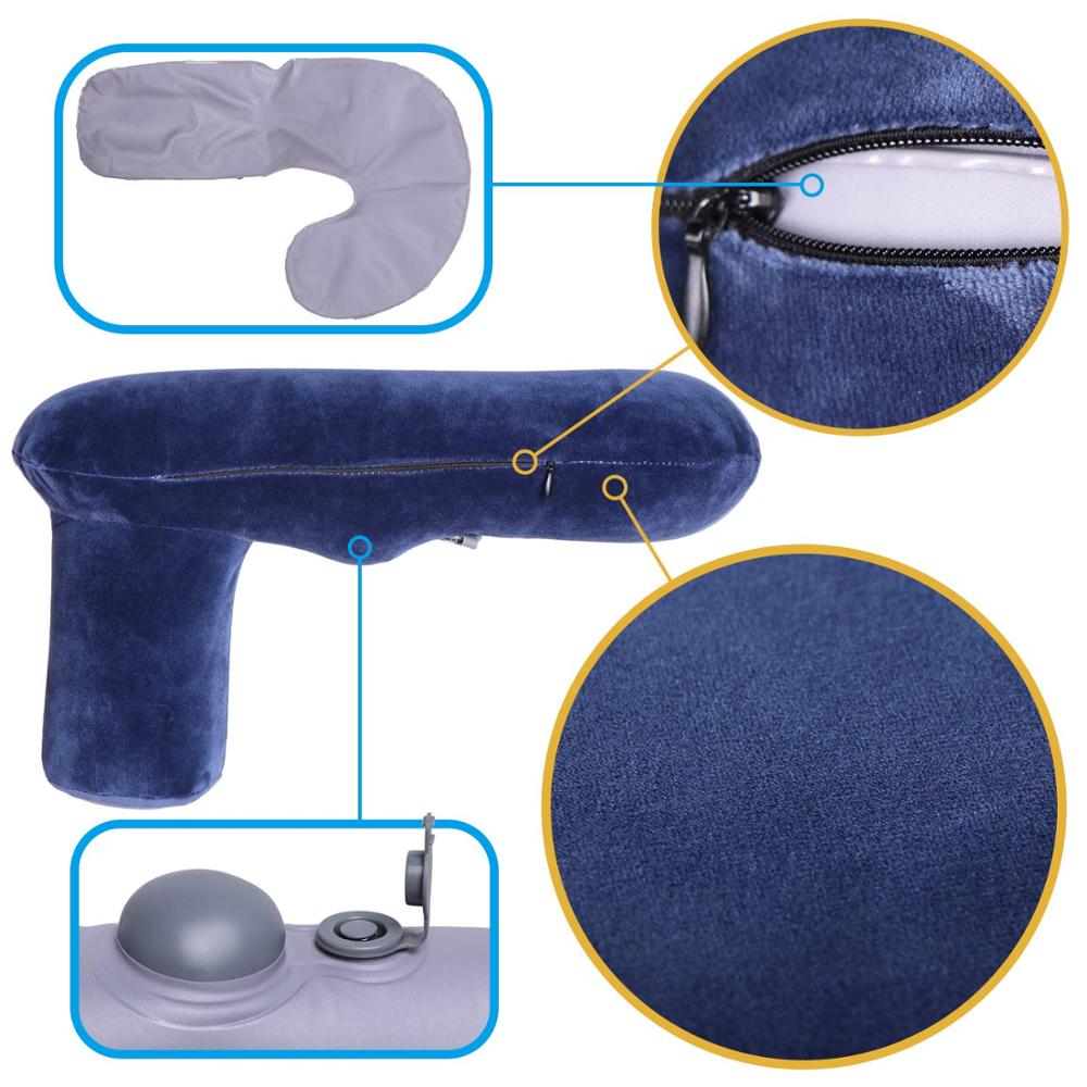Airplane Armrest Pillow Inflatable Travel Pillow, Comfortable Armrest Extender, Washable Super Soft Slipcover, Portable Travel