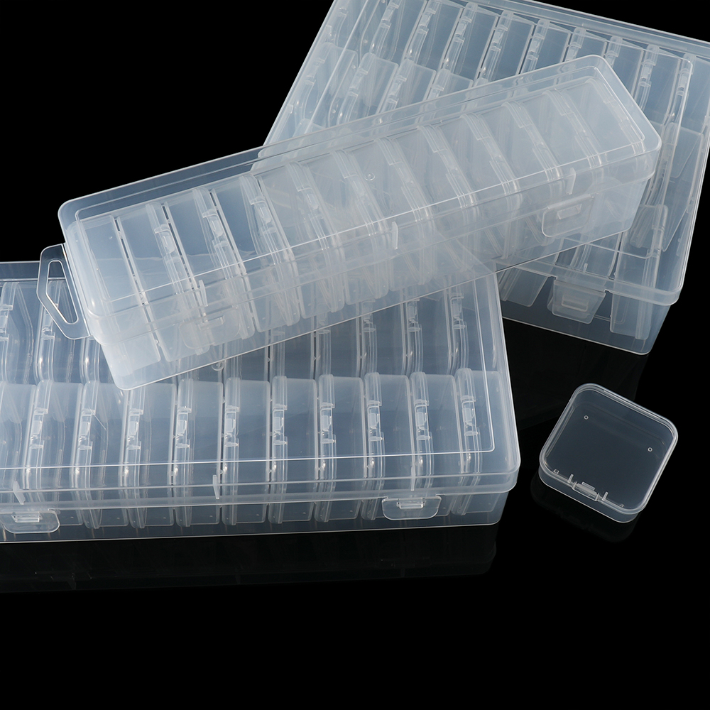 Caja organizadora de cuentas, 12/24/30 Uds., pequeños contenedores de almacenamiento de cuentas de plástico transparente con tapa con bisagras para almacenamiento, manualidades, organizador de joyas