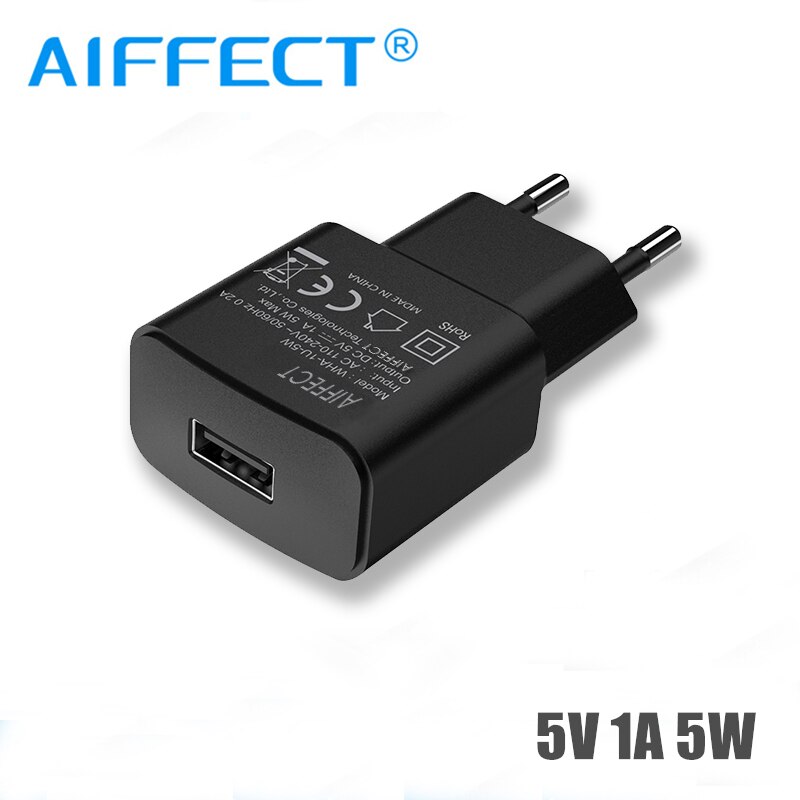 AIFFECT Handy Ladegerät 1A 2A USB Reise Ladegerät Tragbare Wand Adapter EU Stecker Schwarz Weiß für iPhone SanSung Xiaomi huawei: 5V1A Black EU Plug