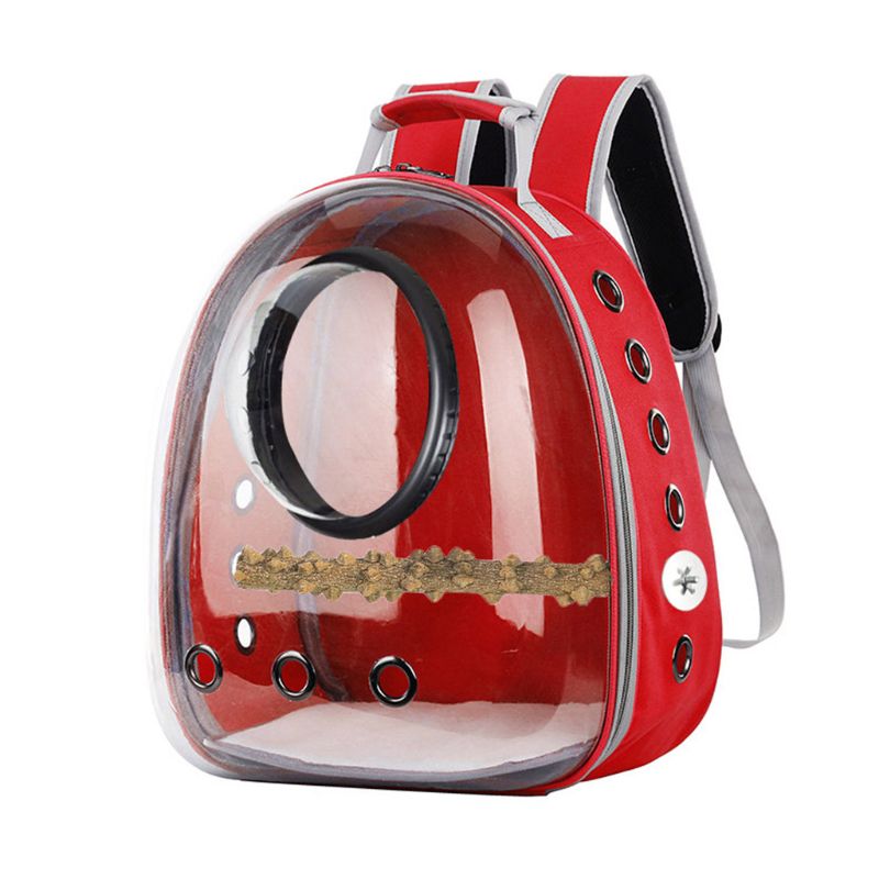 Astronaut Space Capsule Pet Parrot Carrier Birds Breathable Car Bike Window Bubble Travel Carry Bag Transparent Backpack: Red