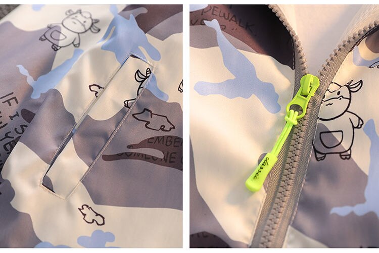 2-8T Sports Boys Spring Fall Camouflage Polyester Zipper Layer Jacket Casual Windbreaker Boy Handsome Hooded Windproof Coat