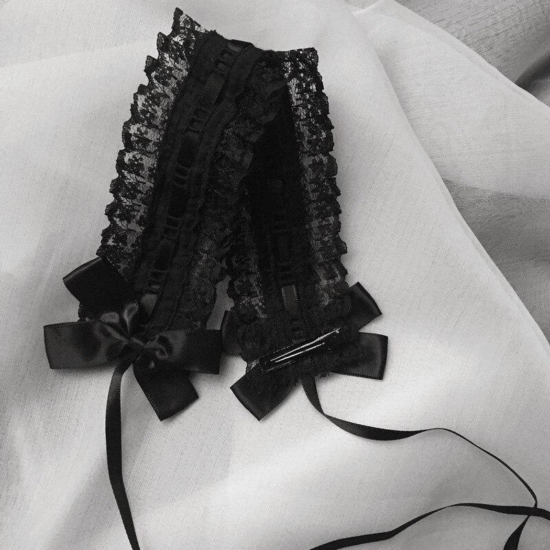 Lolita coiffe japonaise douce fille cheveux décoration douce dentelle Lori cheveux avec KC ruban sombre noeud: Black