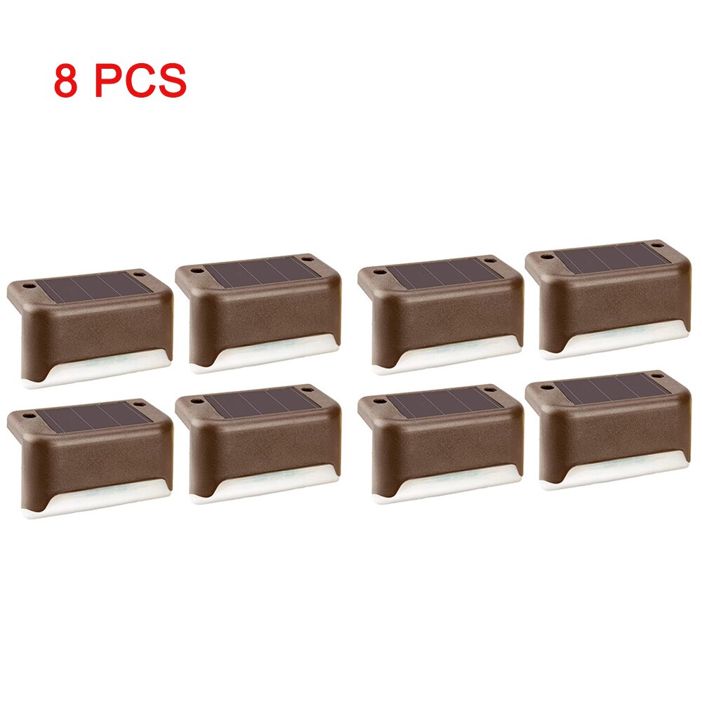Solar Verlichting Solar Stap Lichten Buiten Waterdichte Led Zonne-energie Tuin Licht Lamp Decoratie Voor Patio Stair Tuin Yard Fence: 8pcs Brown