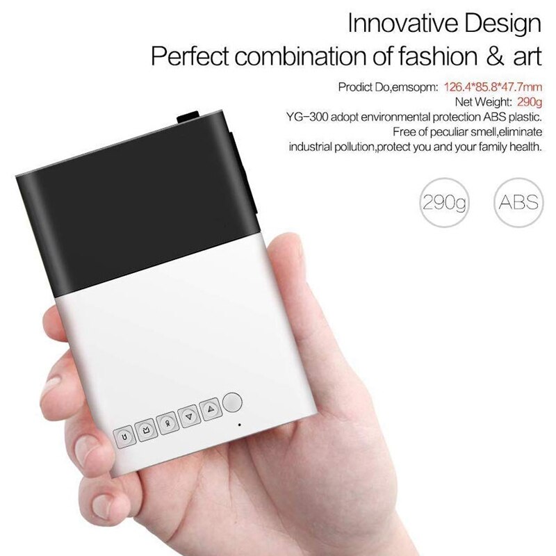 Mini bärbar led-projektor, smartphone-fickprojektor med av usb sd hdmi för video / film / spel / hemmabio videoprojektor (
