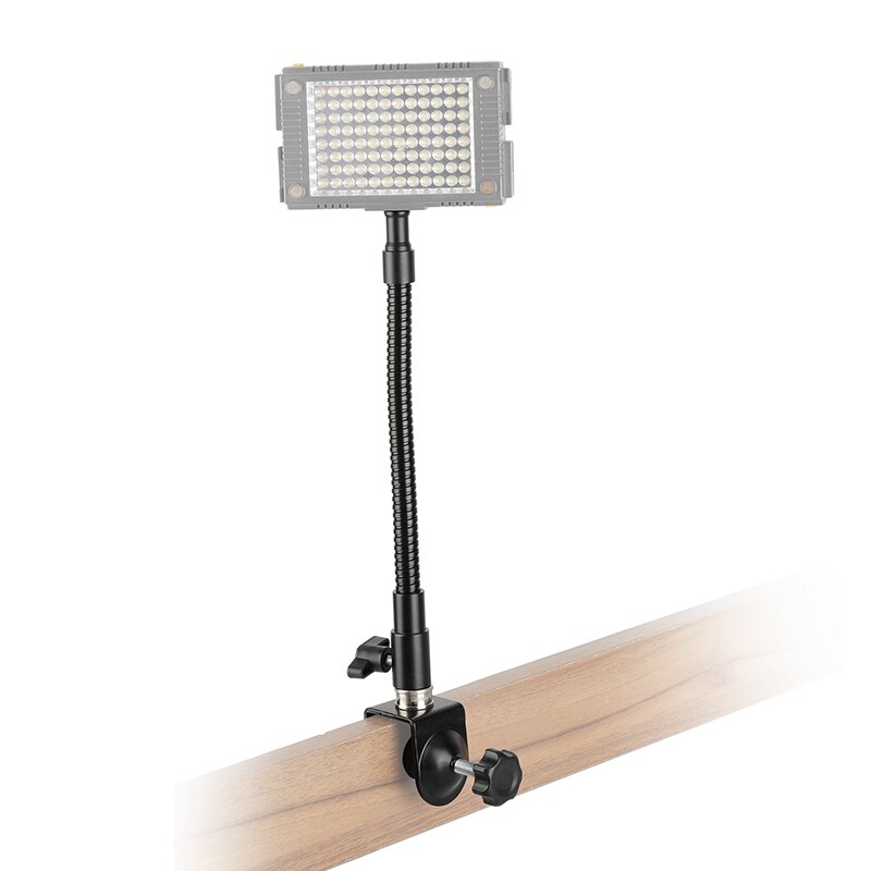 HDRIG C Clamp Lock-grip Fixture + Flexible Metal Gooseneck Arm With 1/4"-20 Thread Screw For Camera Flashlight /Smartphone