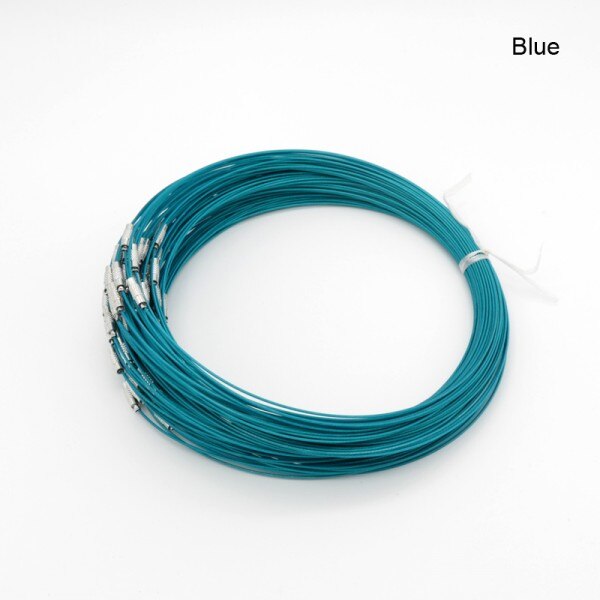 1mm Cable de acero cuerda cadena gargantilla collar joyería DIY hallazgos 10 unids/lote Color mezclado al por mayor: blue