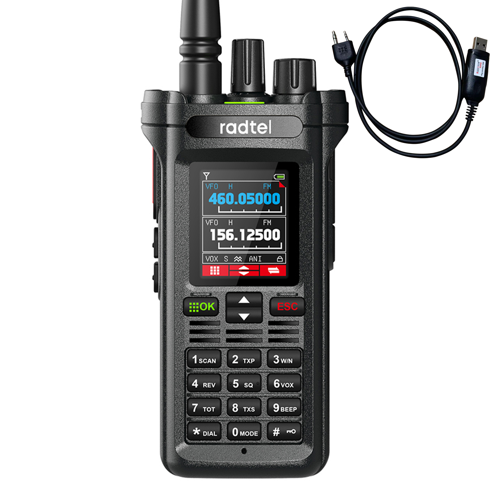 Radtel RT-751 10 W Luft Band Walkie Talkie Dual Band Amateur Amateurfunk 199CH HT USB-C Akku NOAA FM bin Zwei-Wege-Radio: Schwarz / Euro