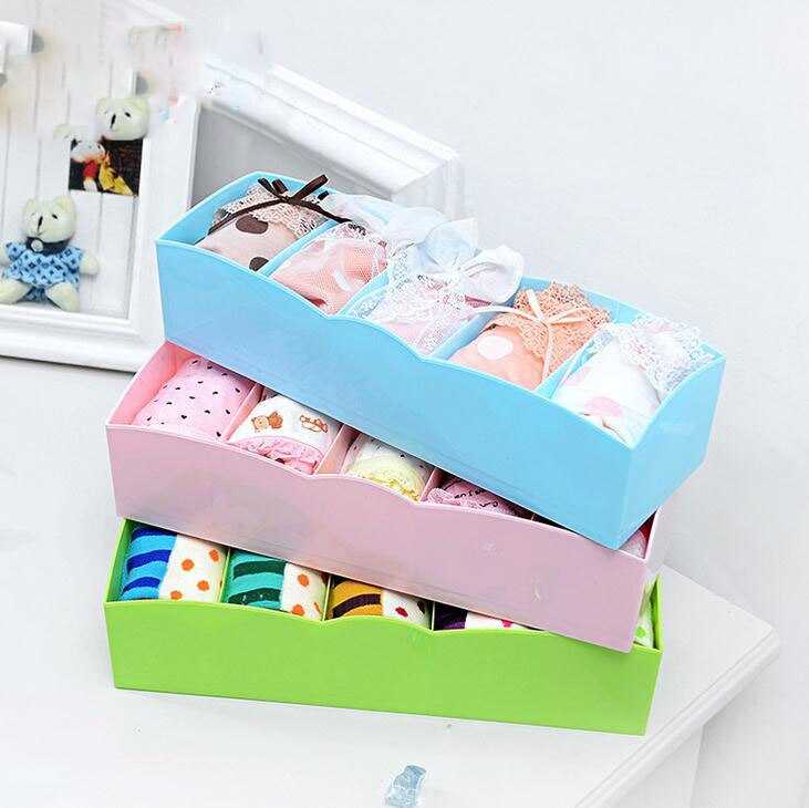 Opbergdoos 5 Grids multifunctionele Opslag Mand Garderobe Voor Stropdas Bra Sokken Ondergoed Plastic Container Makeup Organizer