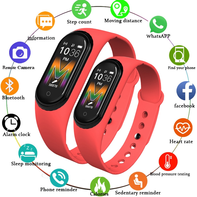 M5 Smart Bracelet Fitness Traker Heart Rate IP67 Waterproof Smart Watch Health Sport Smart Wristband Woman Wearable Devices