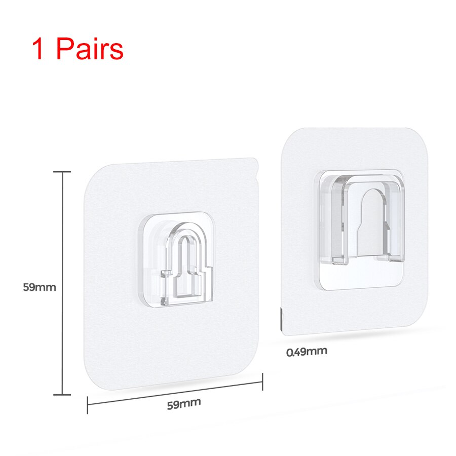 Ykz Dubbele Kleefband Muur Haken Hanger Sterke Bureau Kabel Organizer Transparante Haken Zuignap Sucker Opslag Management: 1 Pairs