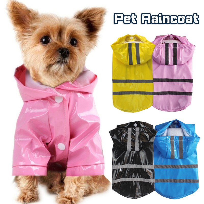 Multisize Pets Dog Clothes Hooded Raincoats Reflective Strip Dogs Rain Coat Waterproof Jacket Outdoor Breathable Clothes Puppies