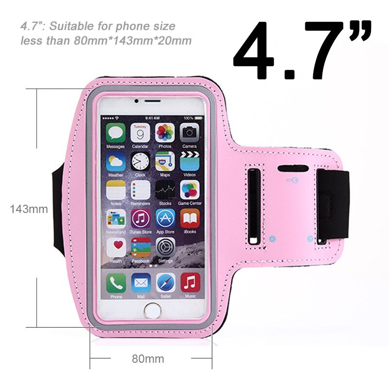 HORUG Waterproof Sports Phone Armband For iPhone xs max Running Armband Case Holder For Phone On Hand Mobile Brassard Telephone: Pink 4.7